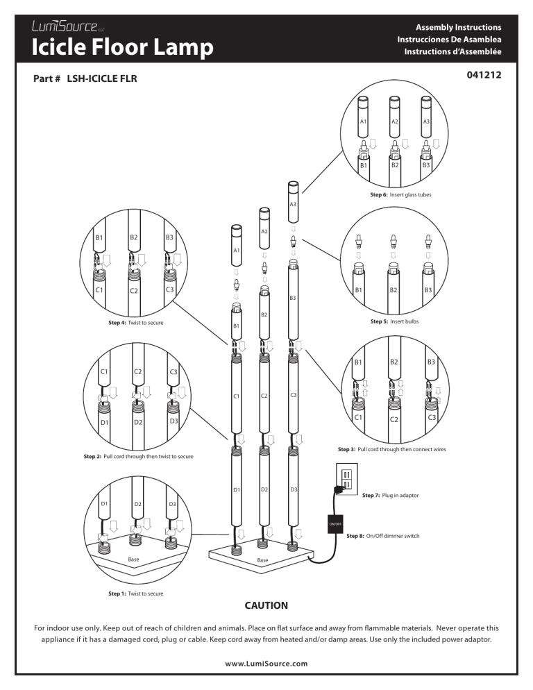 Lumisource Lsh Icicle Fl Au User Manual Manualzz Lumisource Lsh Icicle Fl Au User Manual, Icicle Floor Lamp