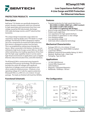 Semtech RCLAMP3374N Ethernet Datasheet | Manualzz