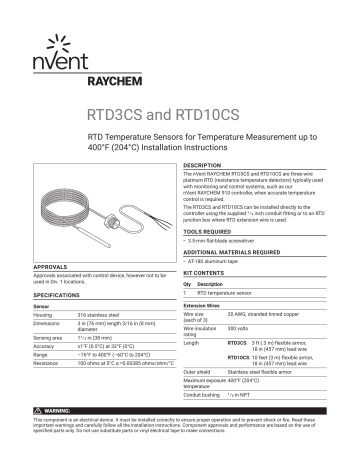 Raychem RTD3CS and RTD10CS Installation Manual | Manualzz