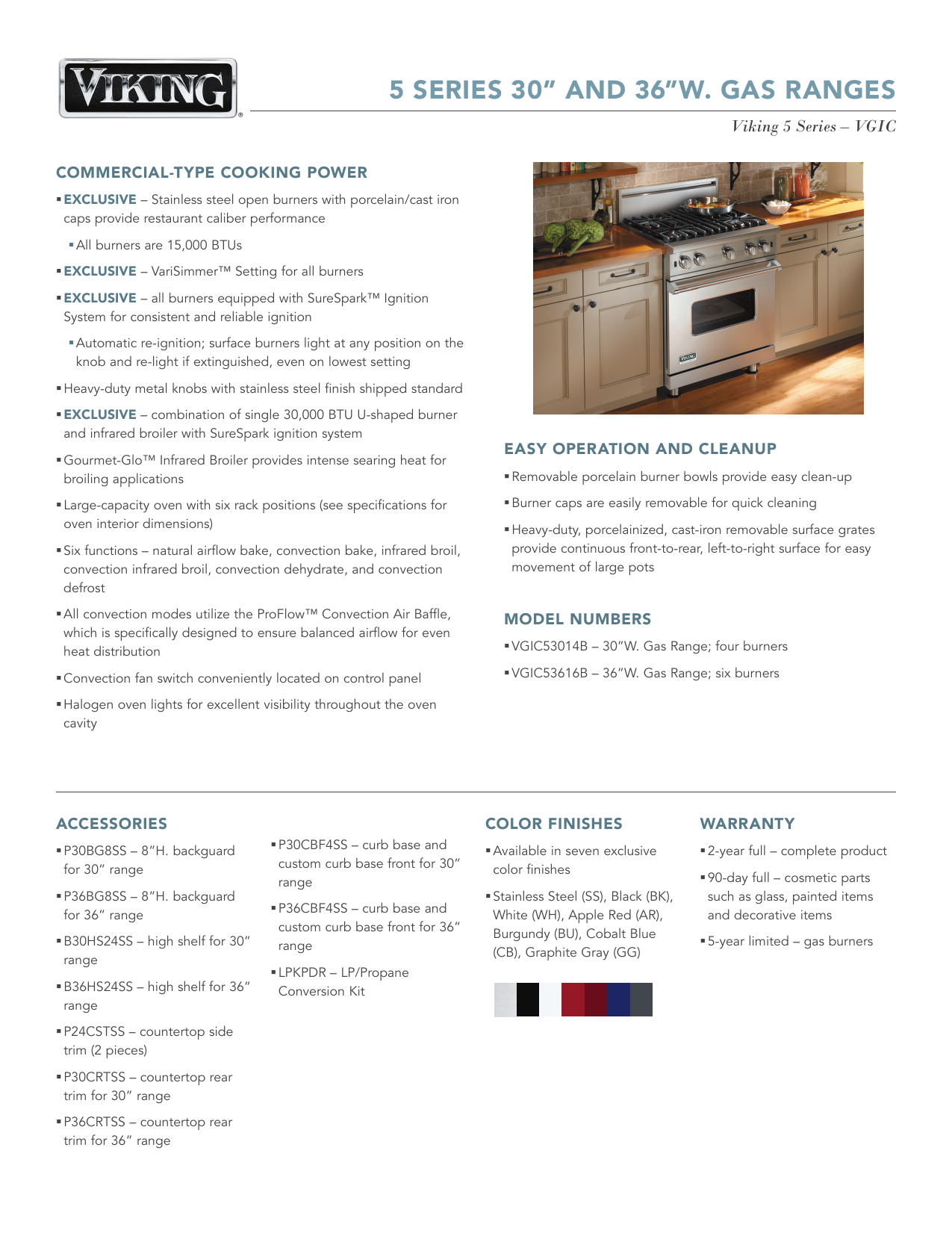 Viking VGIC53626BSS, VGIC53024BSSLP, VGIC53626BSSLP, VGIC53626BBKLP
