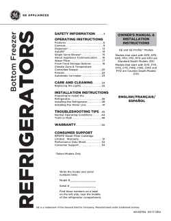 GE GFE28GYNFS - Installation Instructions, Owner's manual