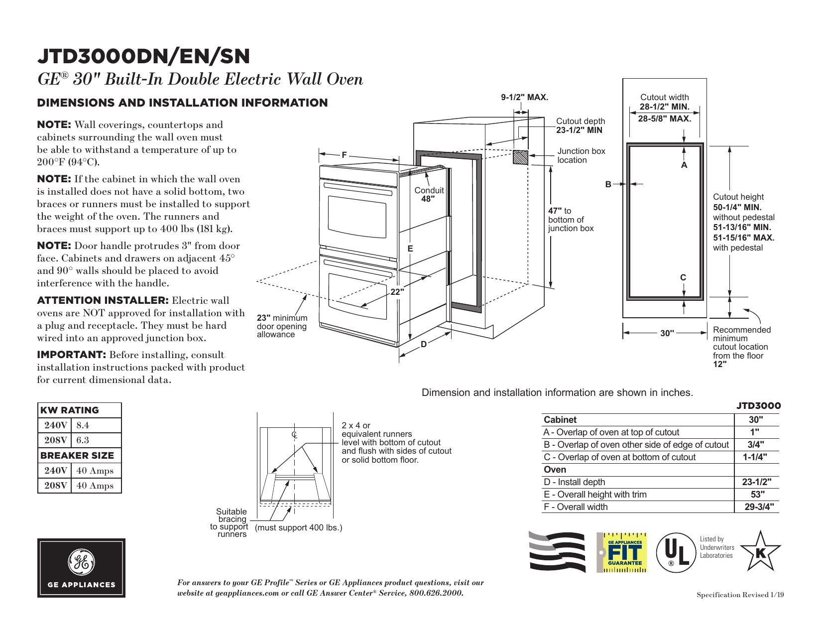 jtd3000snss spec sheet