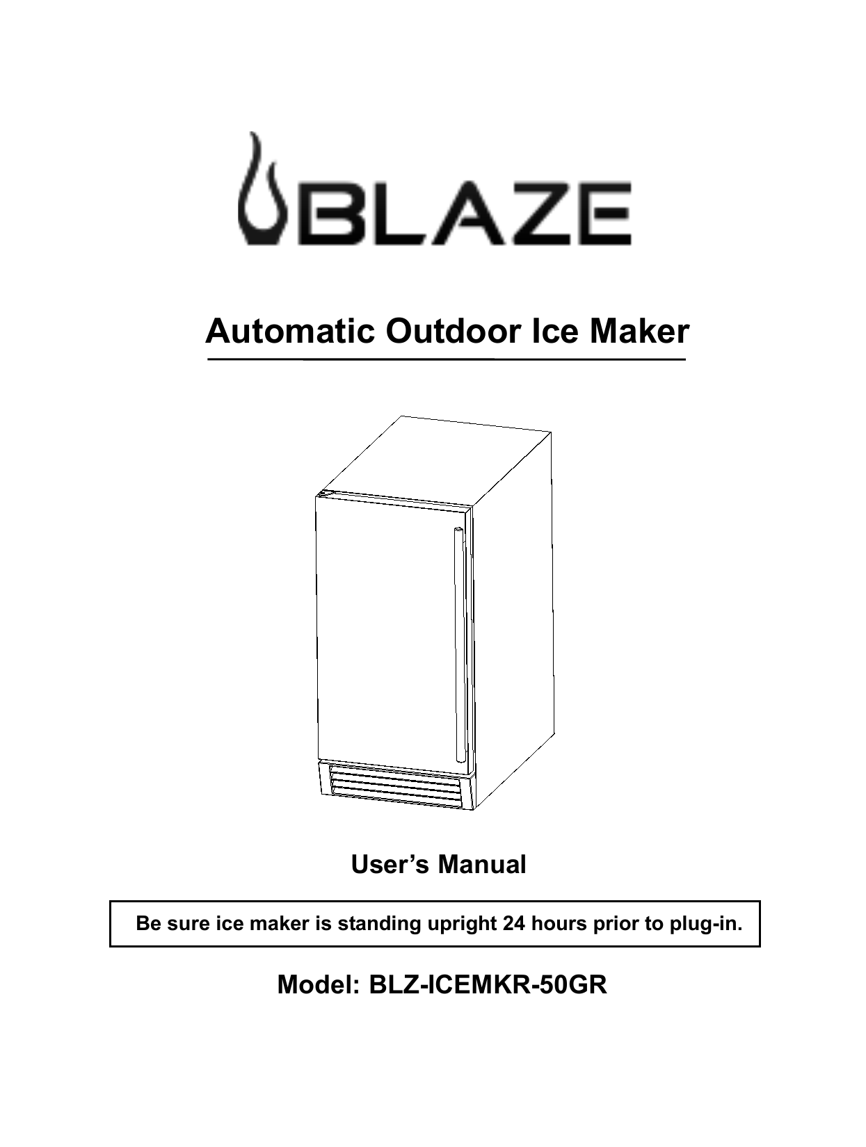 Blaze BLZICEMKR50GR 15 Inch Outdoor Freestanding and BuiltIn Ice