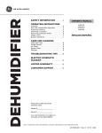 GE Appliances Dehumidifier APEL 50, APEW 50 Owner's Manual