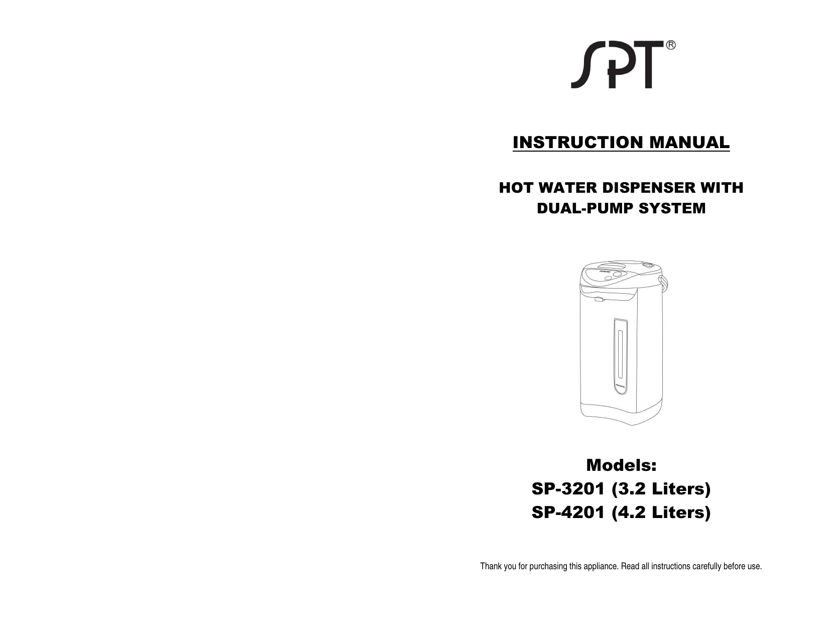 SP-4201 4.2L Hot Water Dispenser with Dual-Pump System SP-4201 4.2L Hot Water Dispenser with Dual-Pump System