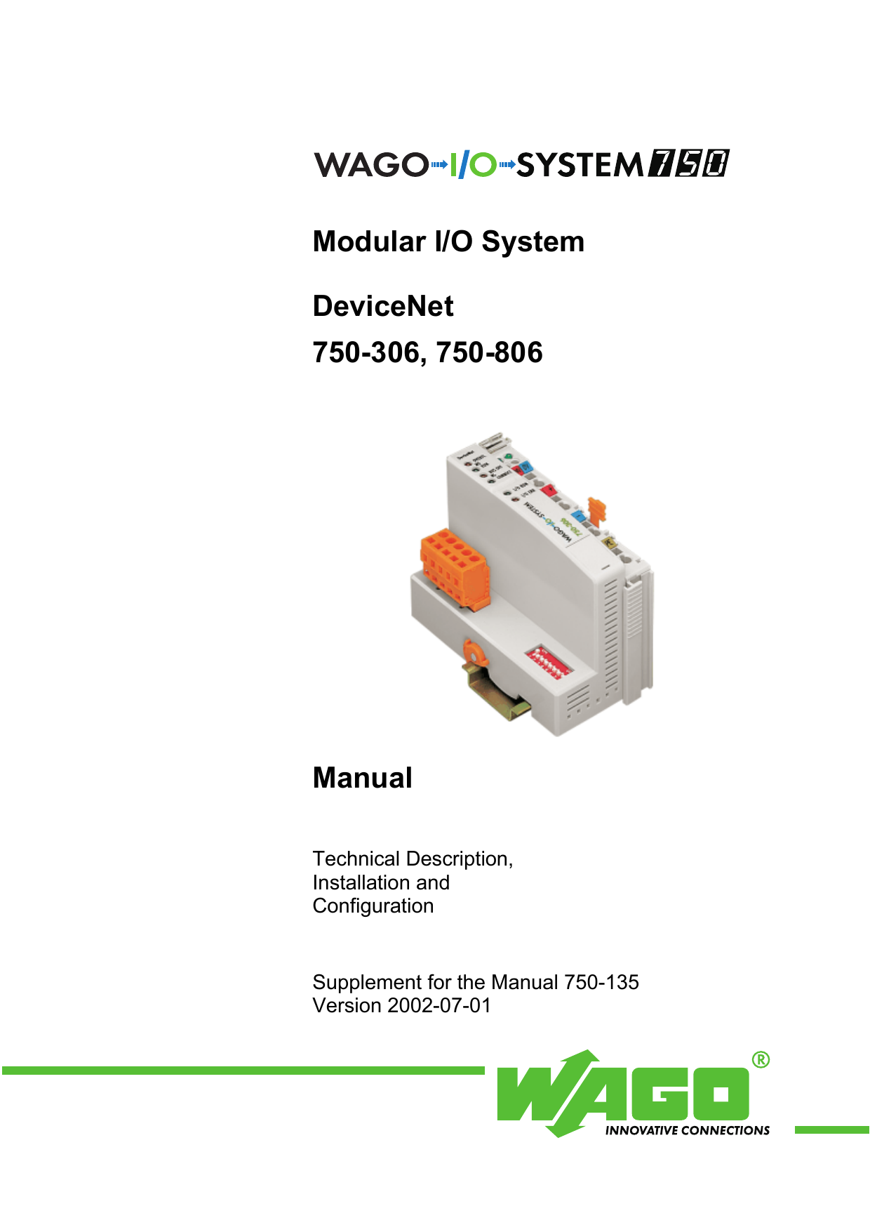 WAGO 750-806, I/O-SYSTEM 750 Technical Description | Manualzz