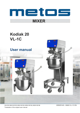 Metos Bear Kodiak 20 VL-1C Mixer User manual