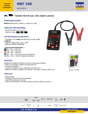 Gys TBP 100 Testeur De Batterie Profession... | HBM Machines