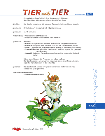 mit Tierf... Haba 4478 Stapelspiel für 2-4 Spieler ab 4 Jahren Tier auf Tier mit Tierf... Haba 4478 Stapelspiel für 2-4 Spieler ab 4 Jahren Tier auf Tier
