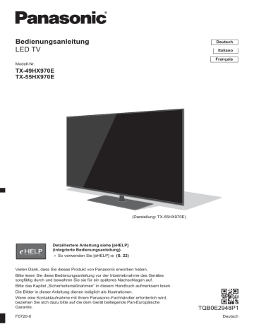 Panasonic TX-49HX970E TV LCD/LED/OLED Owner's Manual | Manualzz