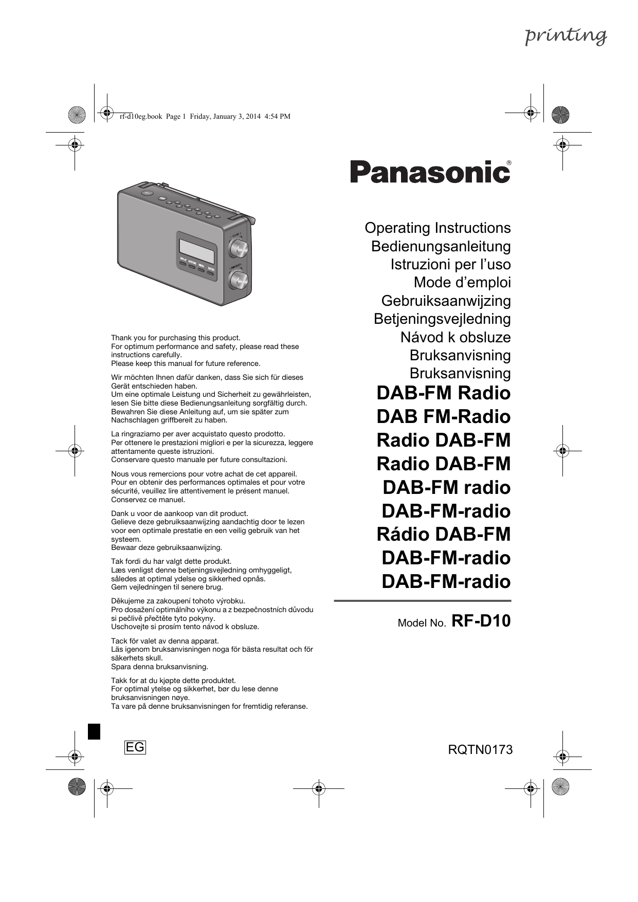 Panasonic RFD10EGK FM / DABradio Owner's Manual Manualzz
