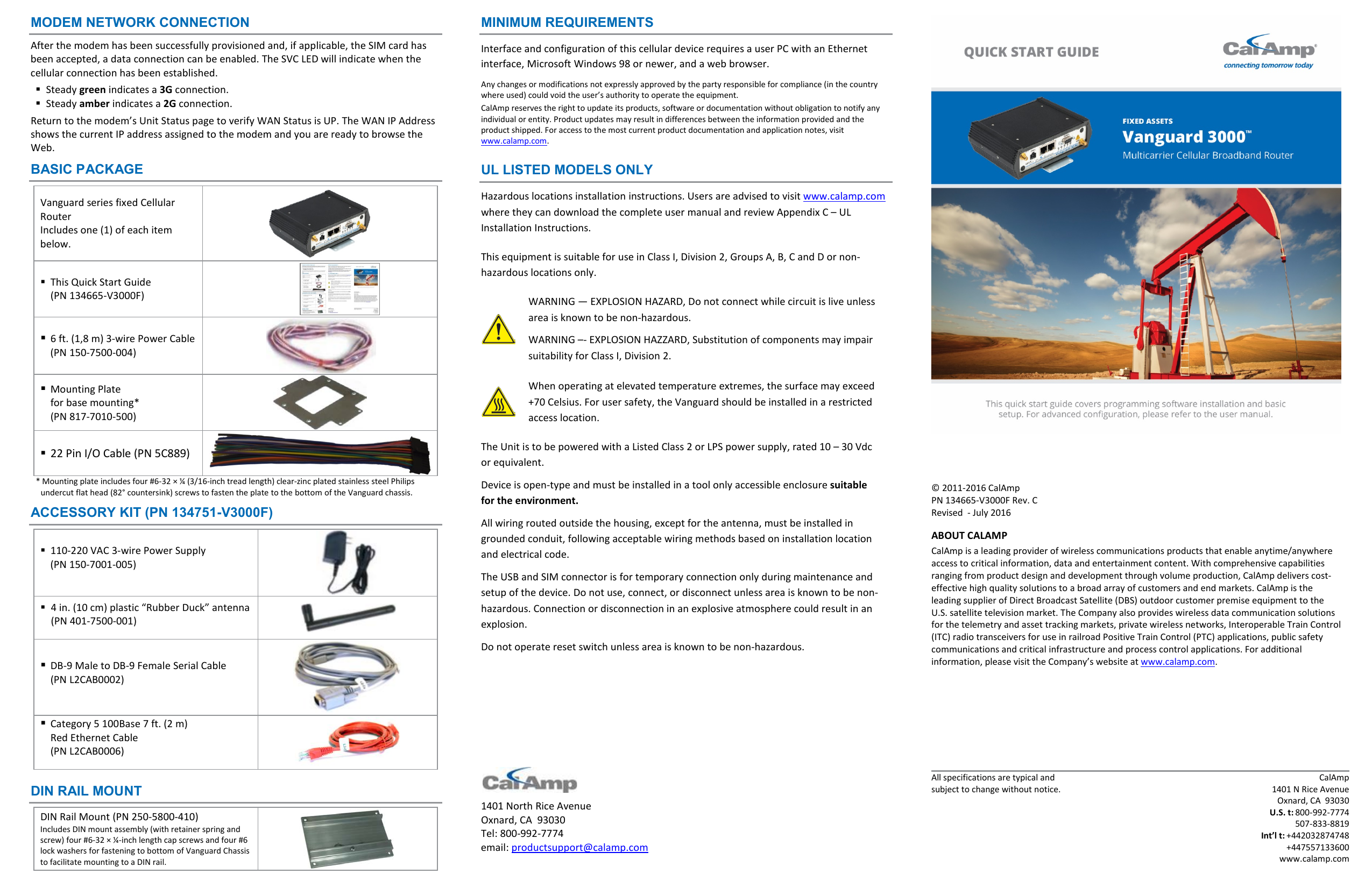 Calamp Vanguard 3000 Fixed Quick Start Guide Manualzz