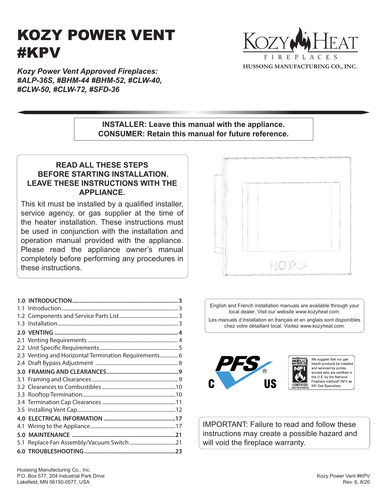 Kozyheat Springfield 36 Gas Fireplace Owner's Manual Manualzz