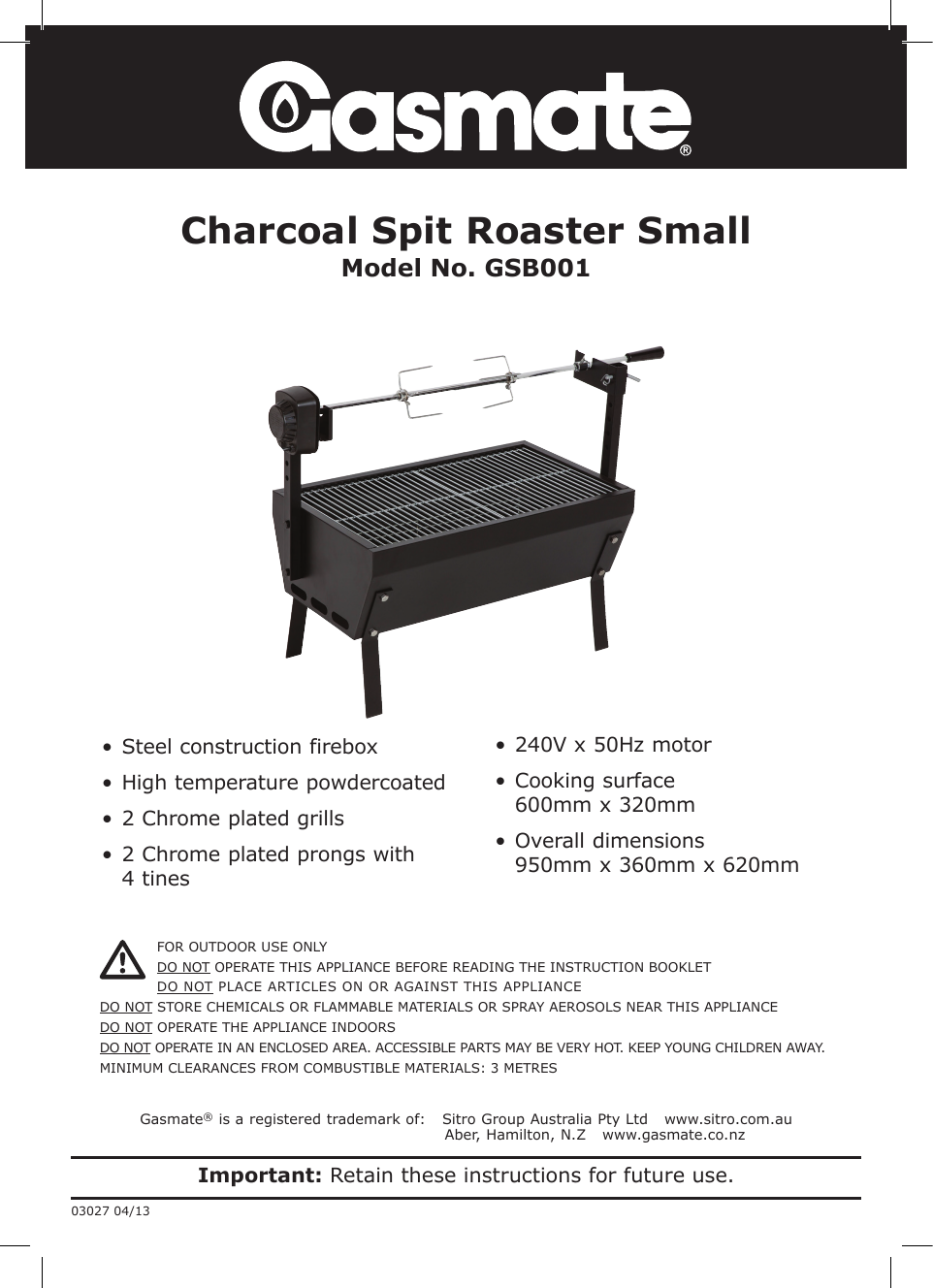 small charcoal spit roaster