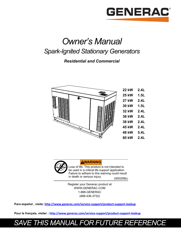 Generac 38kW RG03824JNAX User manual | Manualzz
