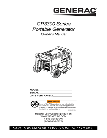 Generac GP3300 G0064311 Manual | Manualzz