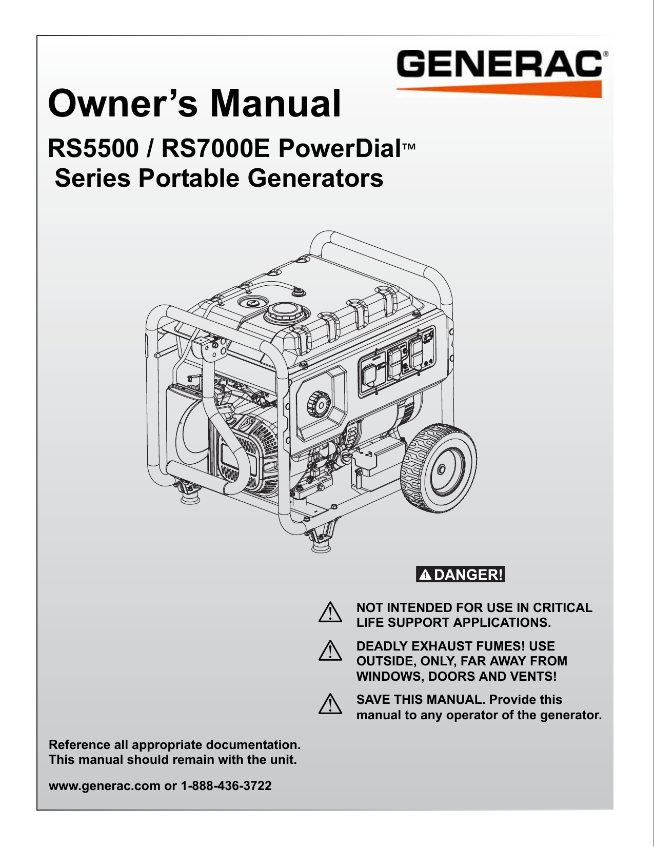 Generac RS7000E 0066730 Portable Generator Manual | Manualzz