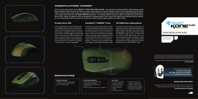 Roccat Kone Pure Military Quick Setup Guide Manualzz