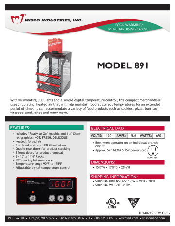 Wisco 891 Countertop Food Warming Merchandiser Cabinet