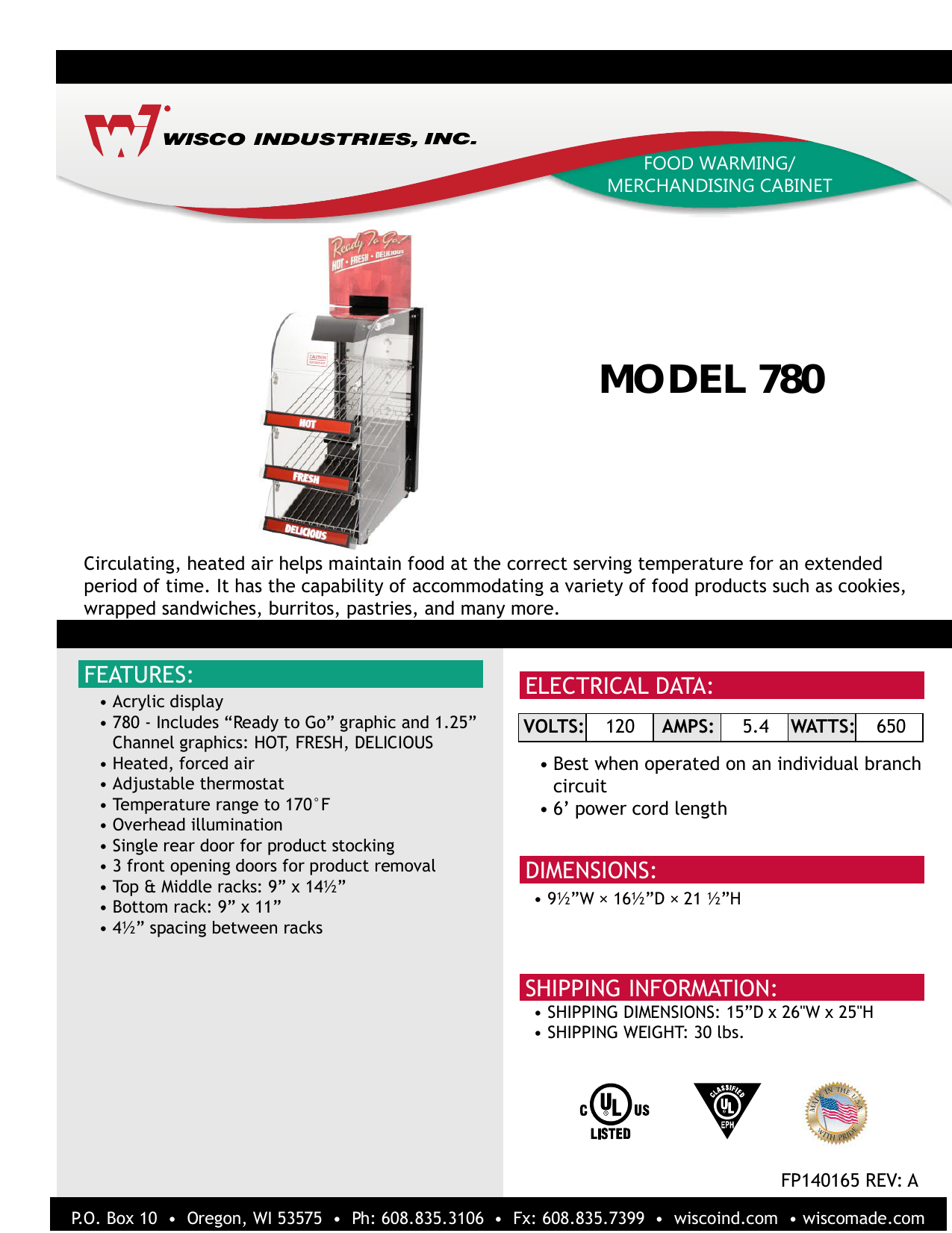 Wisco 891 Countertop Food Warming Merchandiser Cabinet