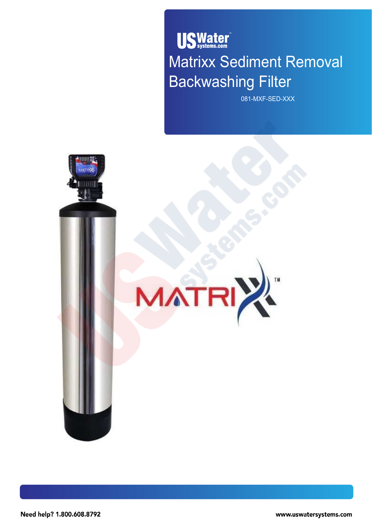 US Water Matrixx Sediment Removal Backwashing Filter Manual Manualzz