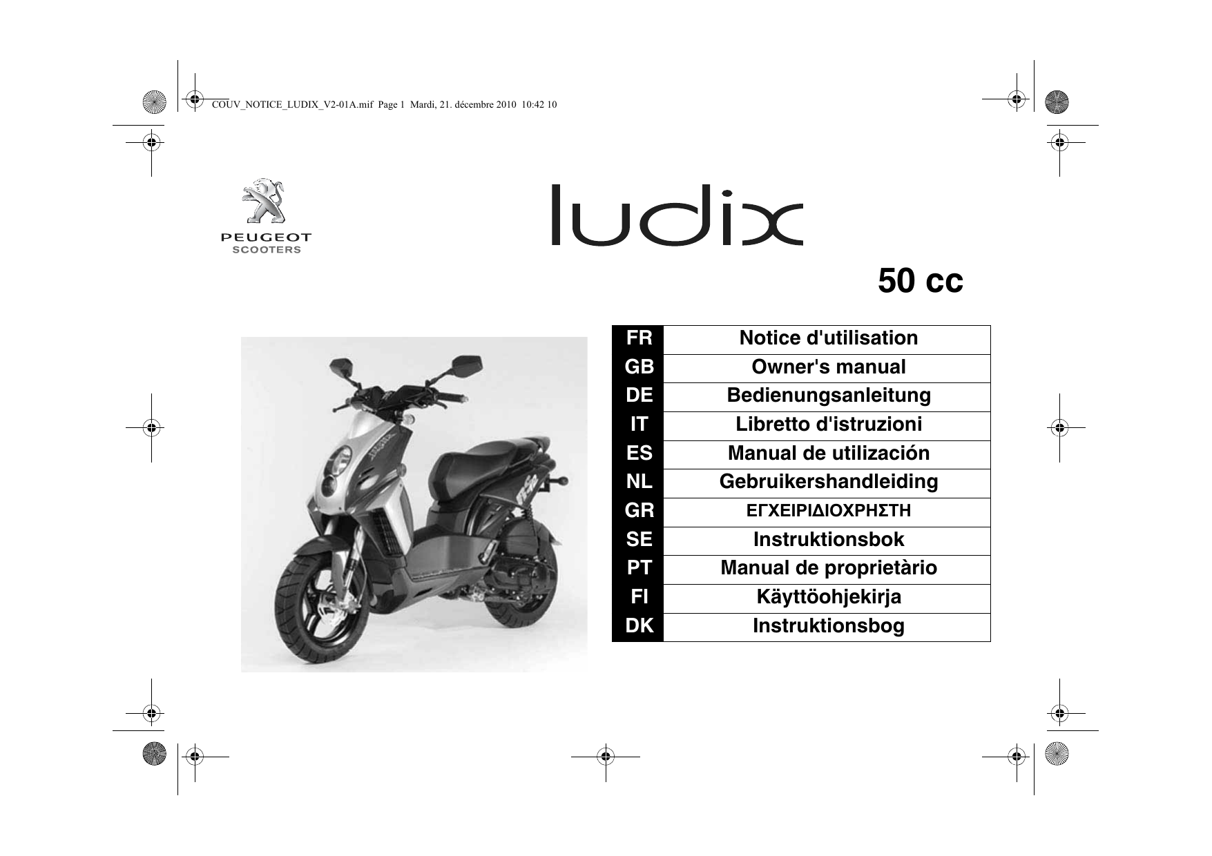 Peugeot Ludix de handleiding | Manualzz