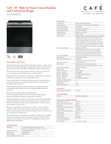 GE CES700M2NS5 Range Specification | Manualzz