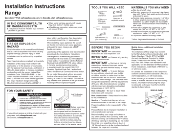 GE PGB935YPFS 30 Inch Gas Smart Range Installation Instructions | Manualzz