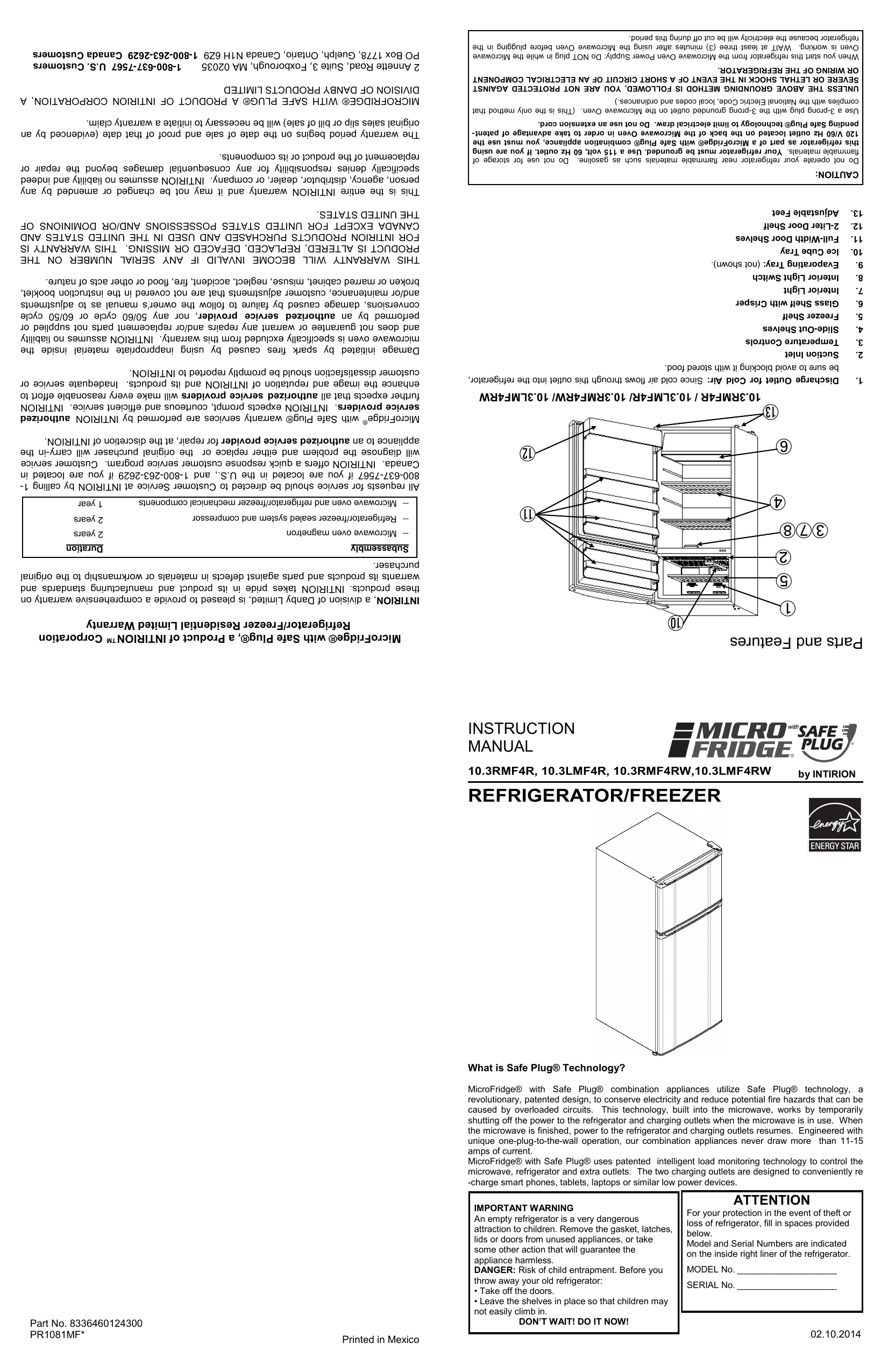 3.0 cu. ft. MicroFridge® Refrigerator in white - 3.0LMF4RHW