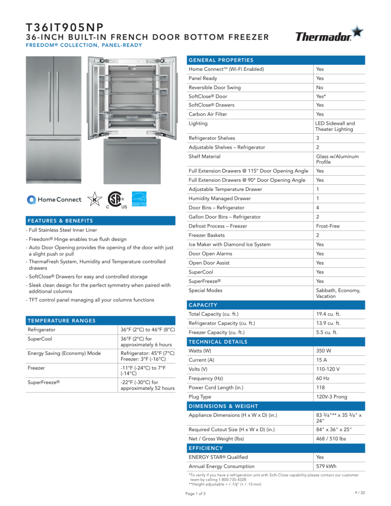 Thermador T36IT905NP Specification Manualzz