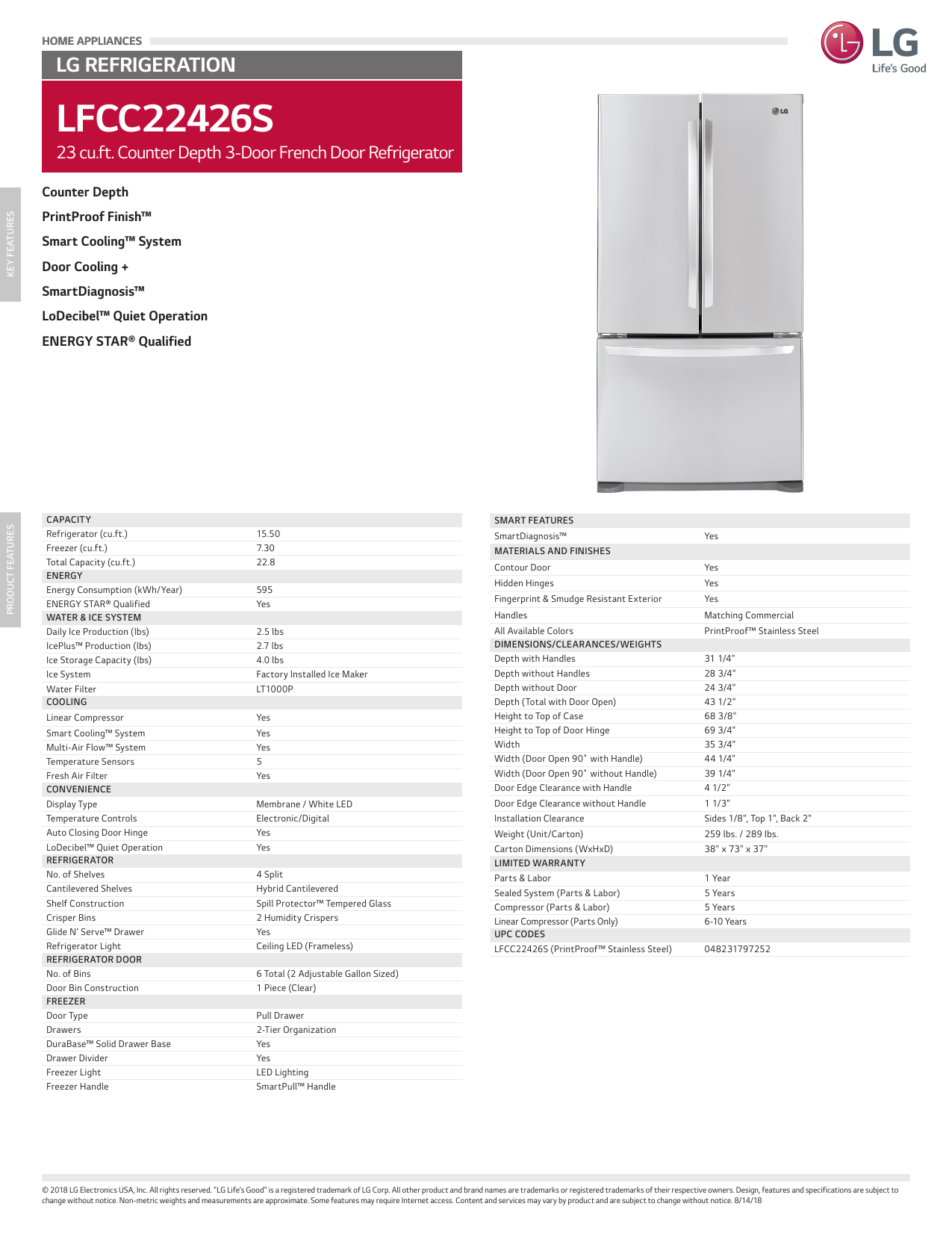 lg lfcc22426s spec sheet