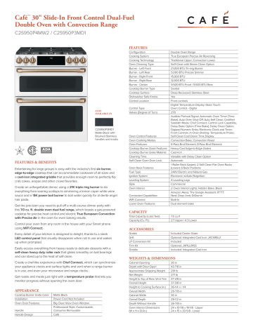 Cafe C2S950P3MD1 Dual Fuel Range Specification Sheet | Manualzz