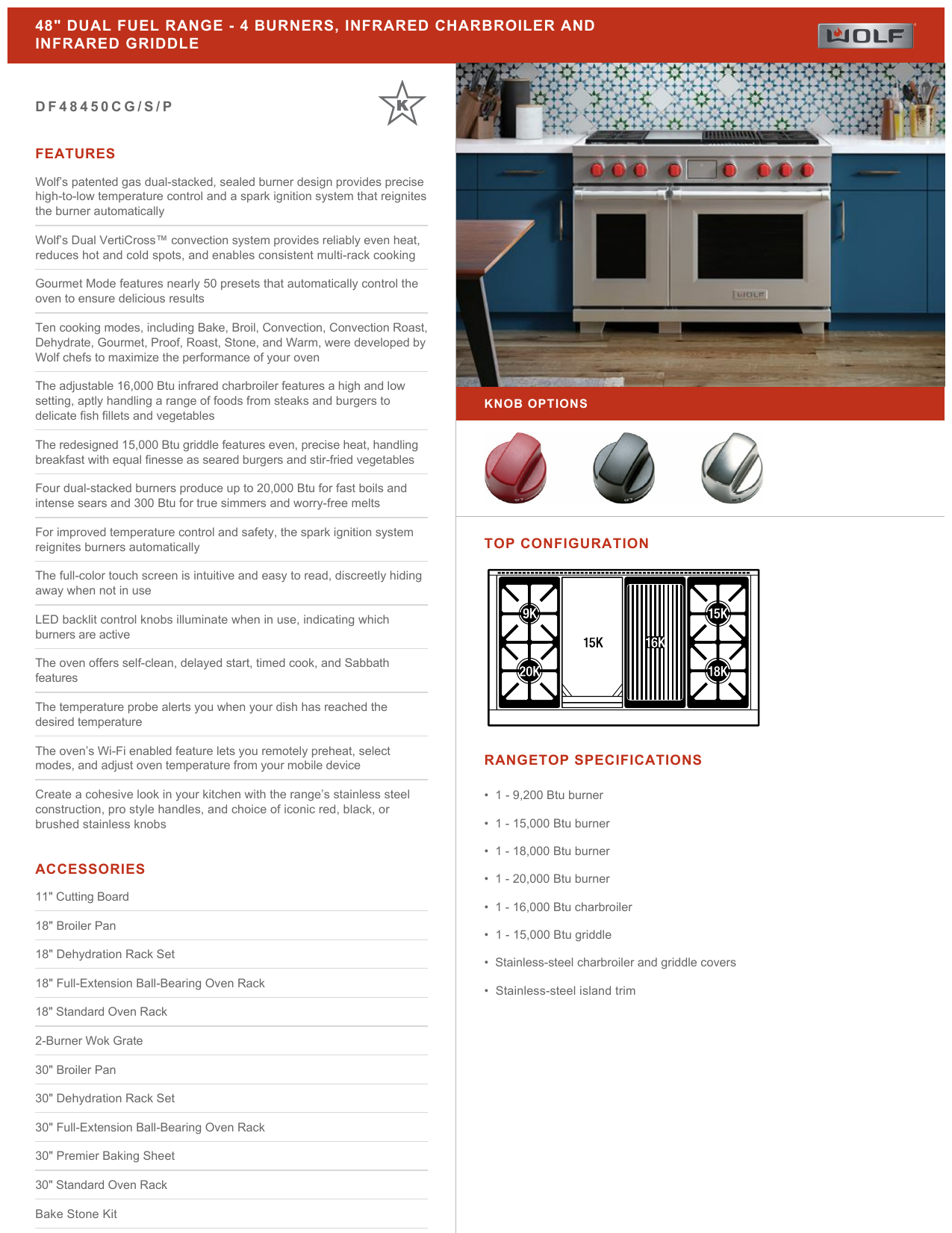 DF48450DGSP by Wolf - 48 Dual Fuel Range - 4 Burners and Infrared Dual  Griddle