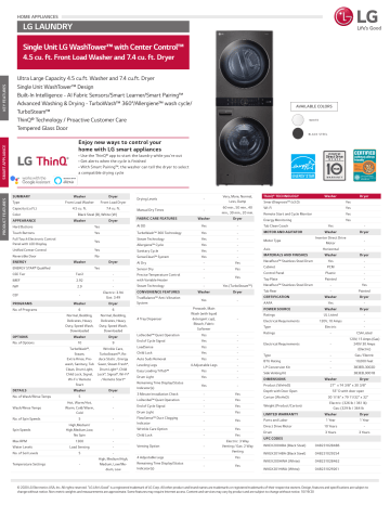 LG WKEX200HWA, WKGX201HBA, WKEX200HBA, WKGX201HWA Specification | Manualzz