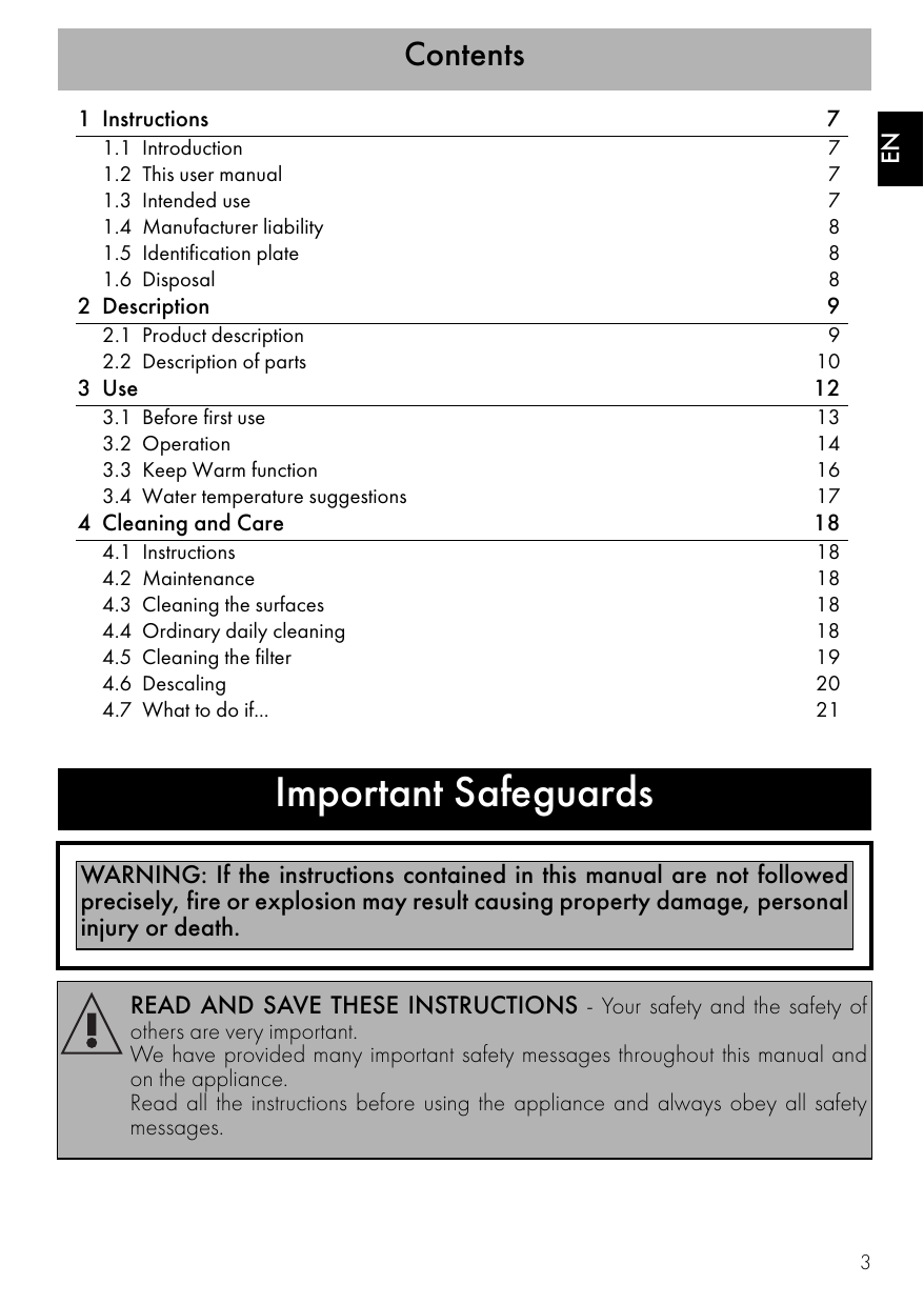 smeg KLF04 Variable Temperature Kettle User Manual