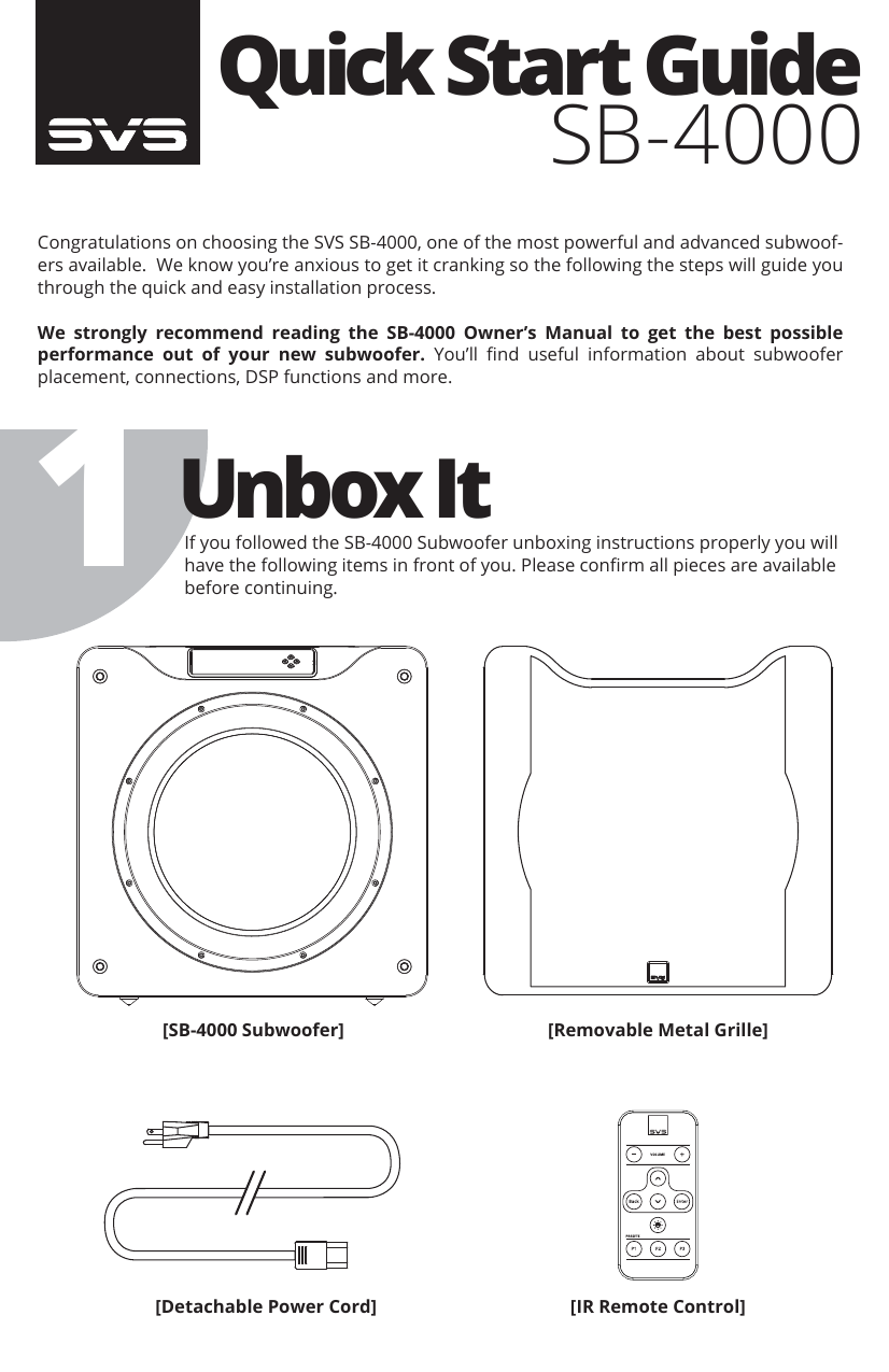 Svs Sb4000blackash Subwoofer Quick Start Guide Manualzz