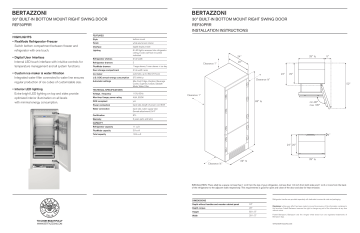 Bertazzoni REF30PRR Refrigerator Specification | Manualzz