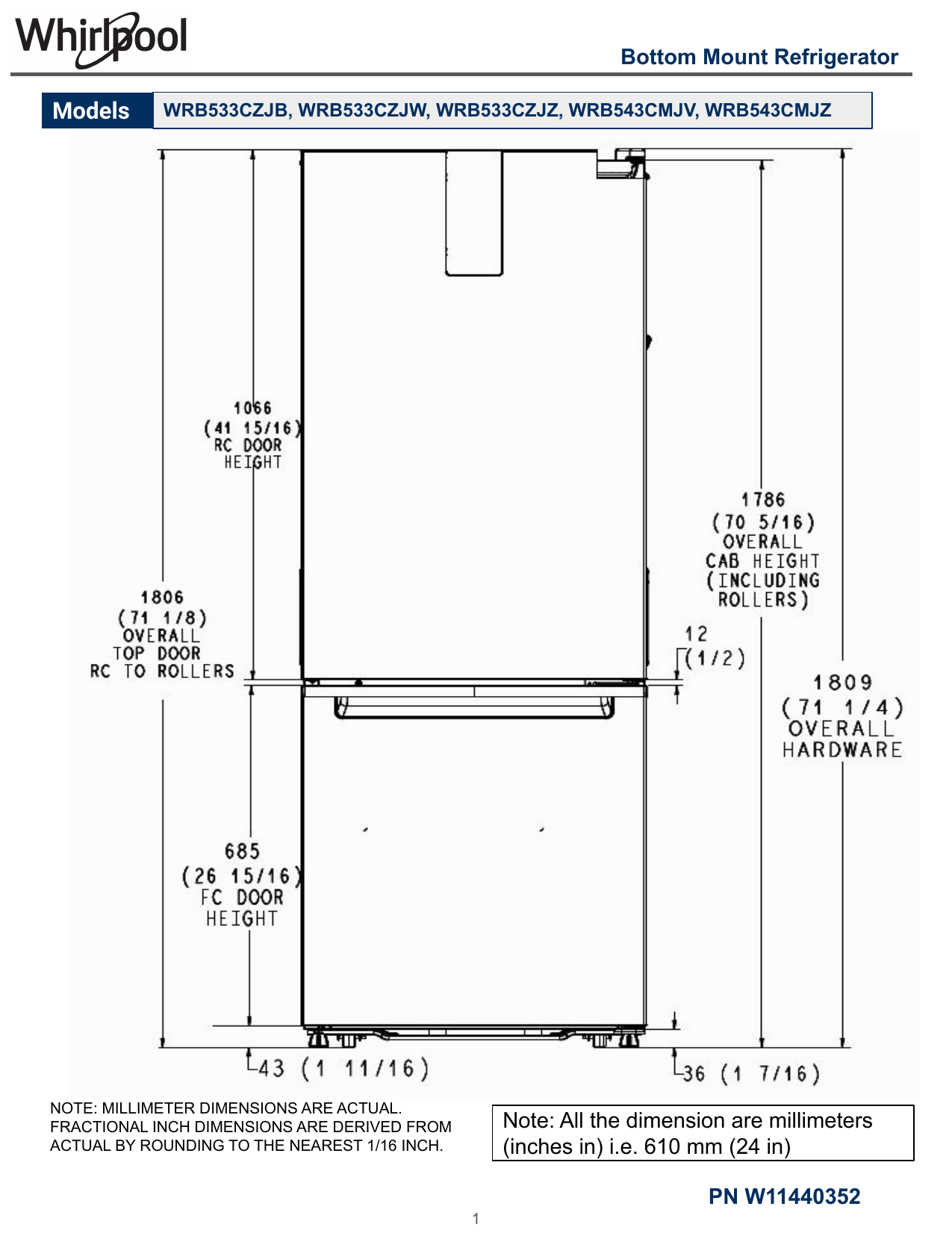 Whirlpool Wrb543cmjz Wrb533czjz Wrb533czjw Specification Manualzz
