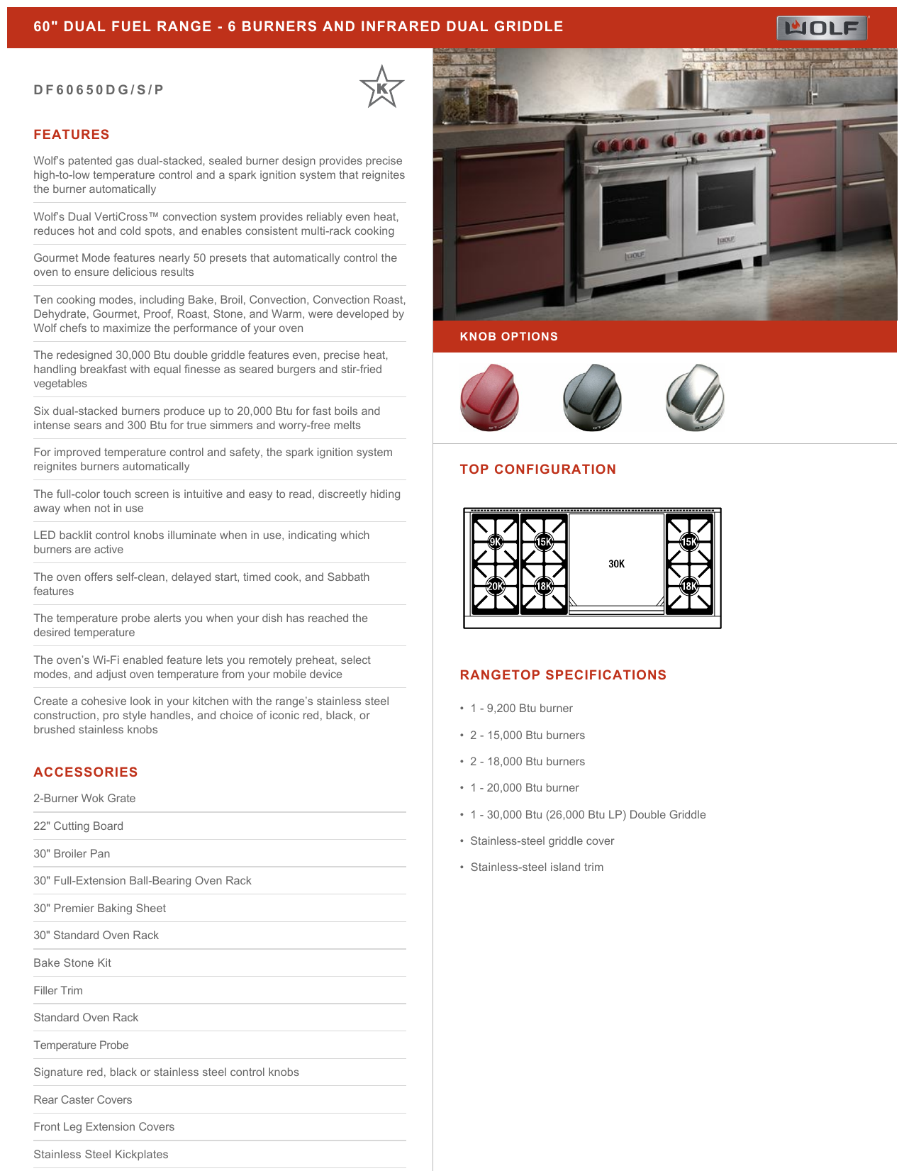 DF60650DGSP by Wolf - 60 Dual Fuel Range - 6 Burners and Infrared