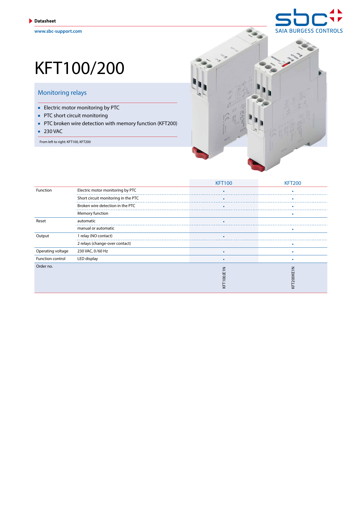 Sbc Kft 100 0 Thermistor Control Relays Datasheet Manualzz