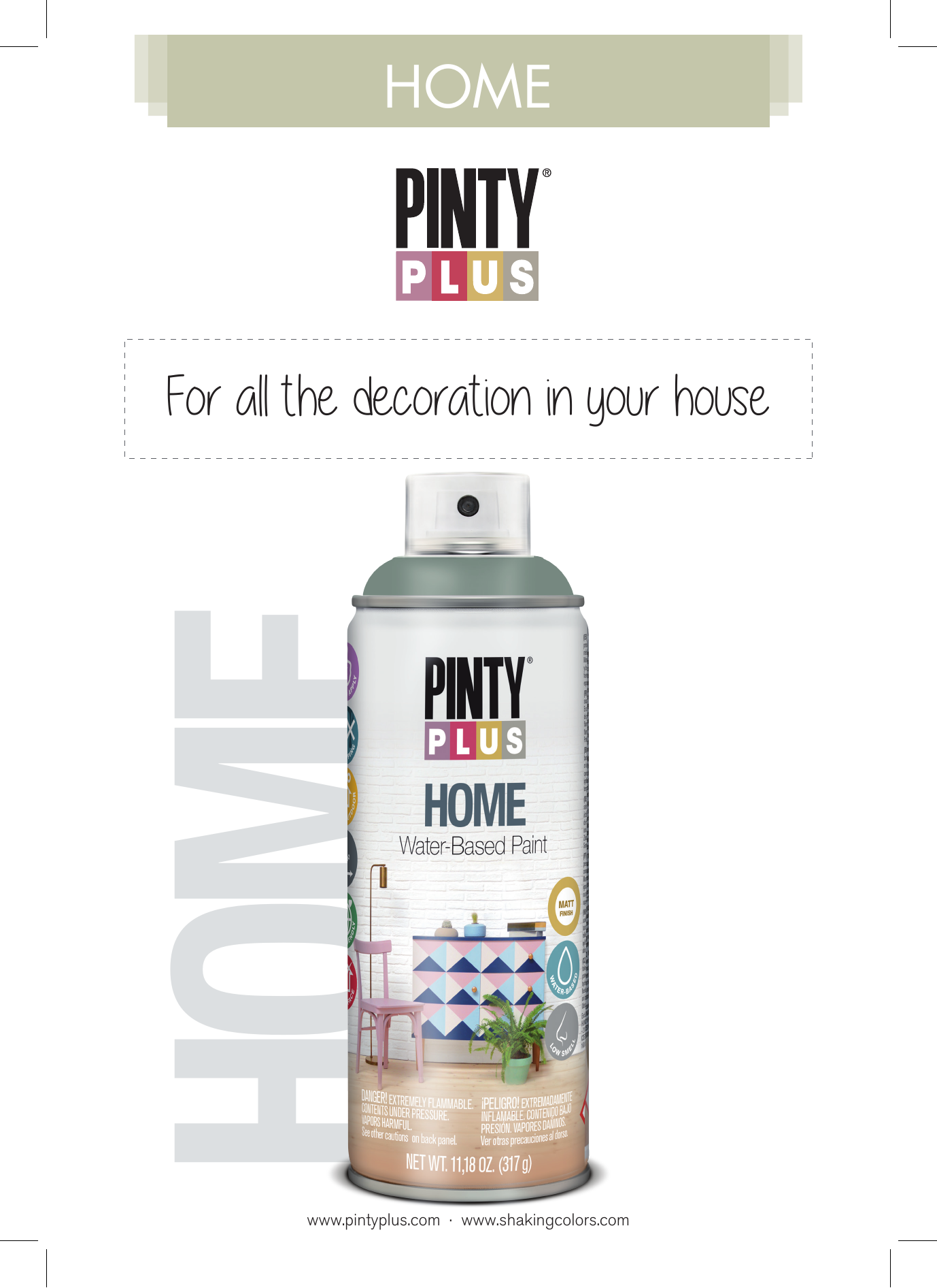 Pintyplus Home Water-Based Spray Paint, 11.18oz.