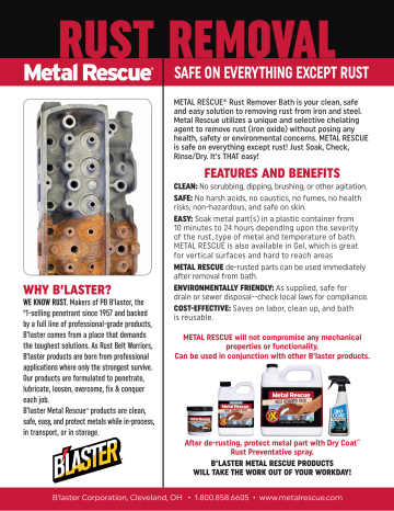 Blaster 128-MR 1 Gal. Metal Rescue Rust Remover Bath Manual | Manualzz
