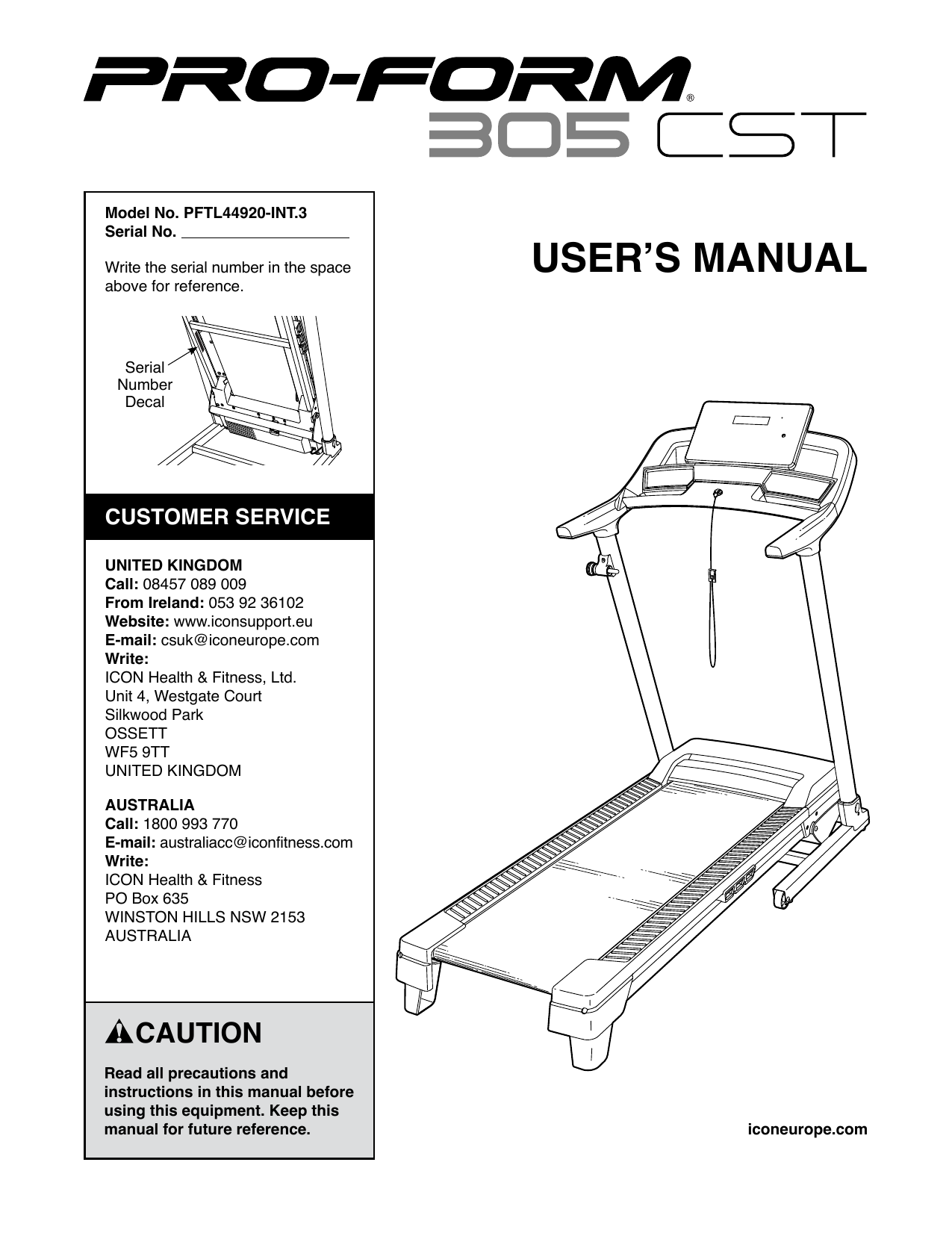 Proform 305 2024 cst manual