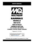 MQ Multiquip RX1575 RAMMAX Articulating Frame Parts Manual
