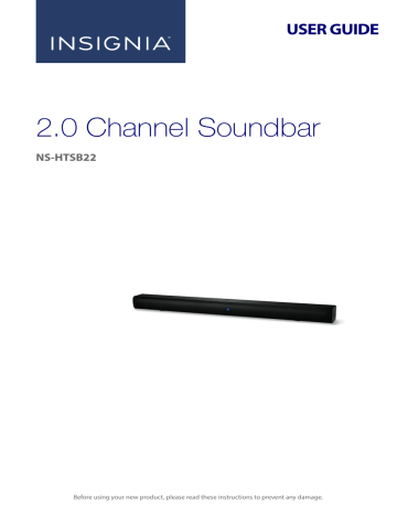Insignia NS-HTSB22 2.0-Channel Soundbar User Guide | Manualzz