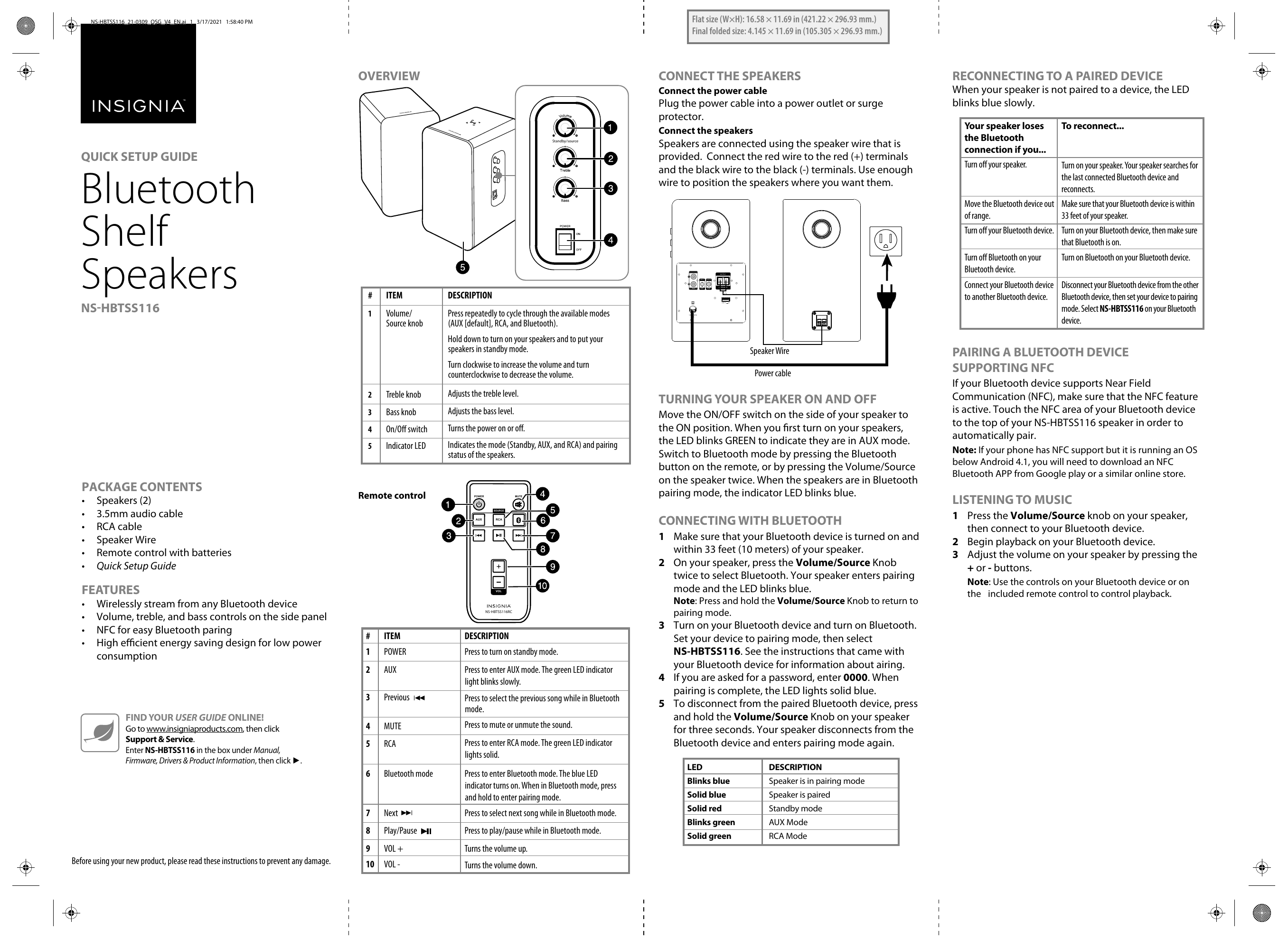 Pair Black DEFECTIVE Insignia Powered Bluetooth Bookshelf Speakers