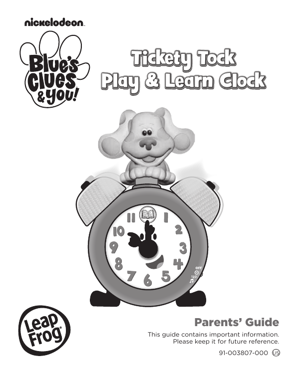 Details about  / LeapFrog Blue/'s Clues and You Tickety Tock Play and Learn Clock
