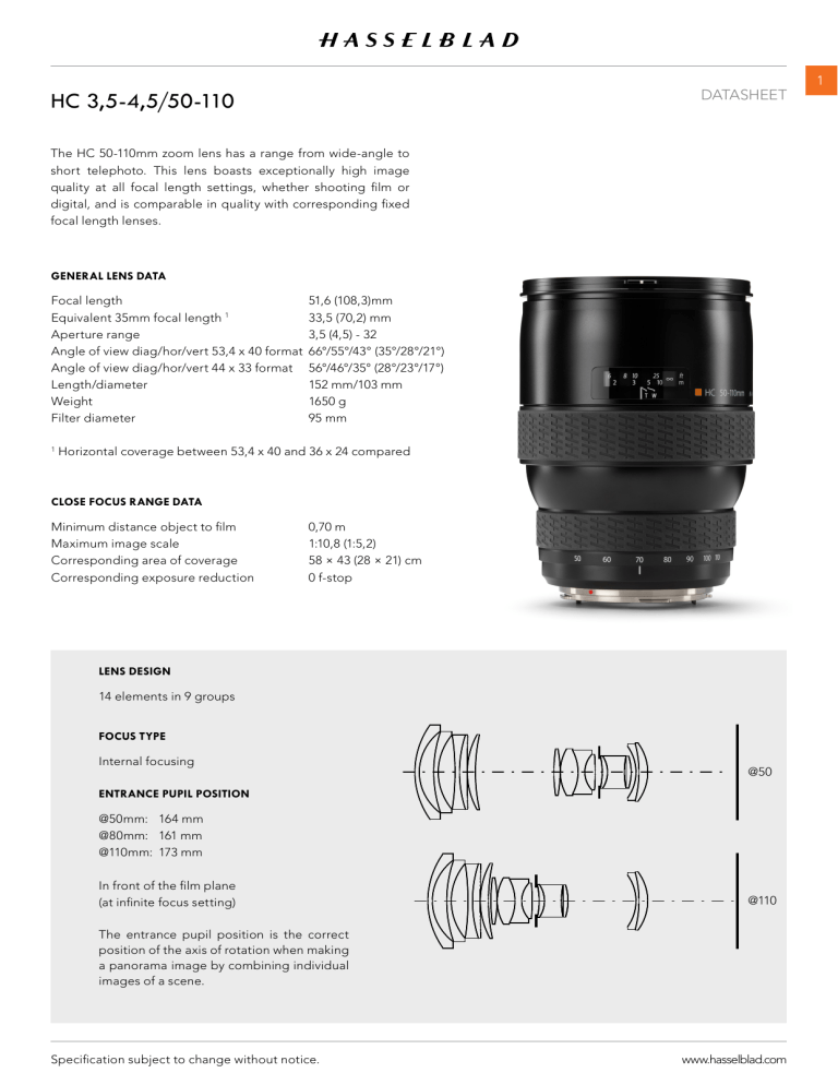 Hasselblad Hc 3 5 4 5 50 110 User Manual Manualzz