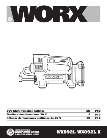 Worx Wx092l 20V Power Share Portable Air Pump Inflator