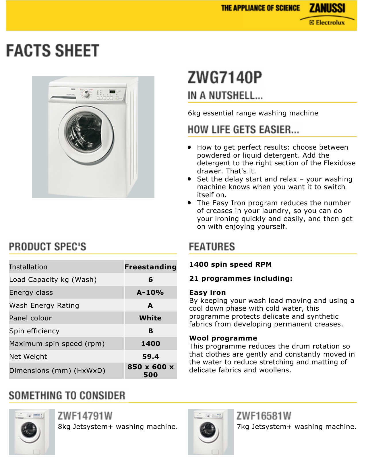 zanussi washing machine zwg7140p